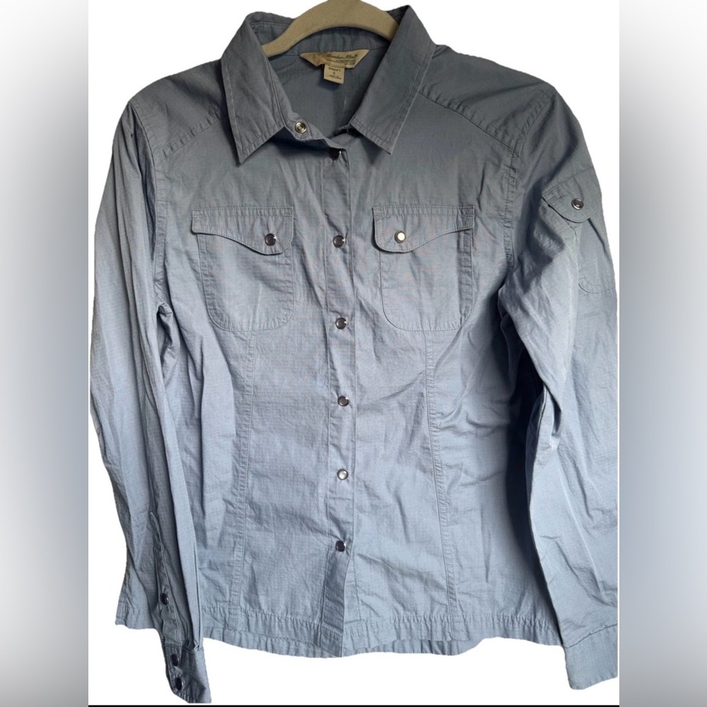 Gander mountain women’s small button up outdoor shirt blue NWT